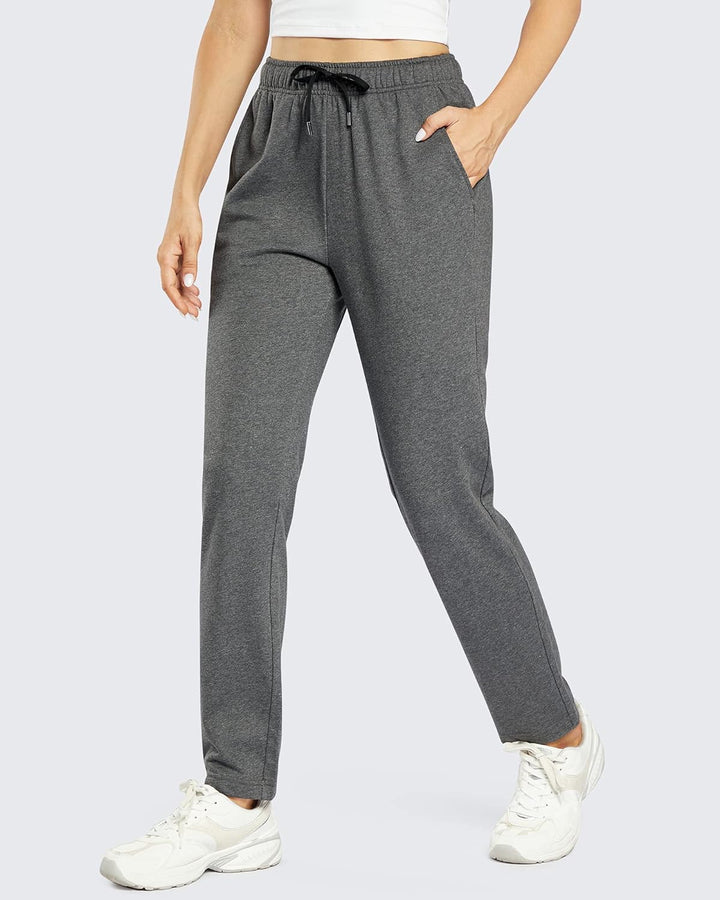 OUGES Jogginghose Damen Sporthose Lang Hose Baumwolle Freizeithose Trainingshose mit Taschen für Fra