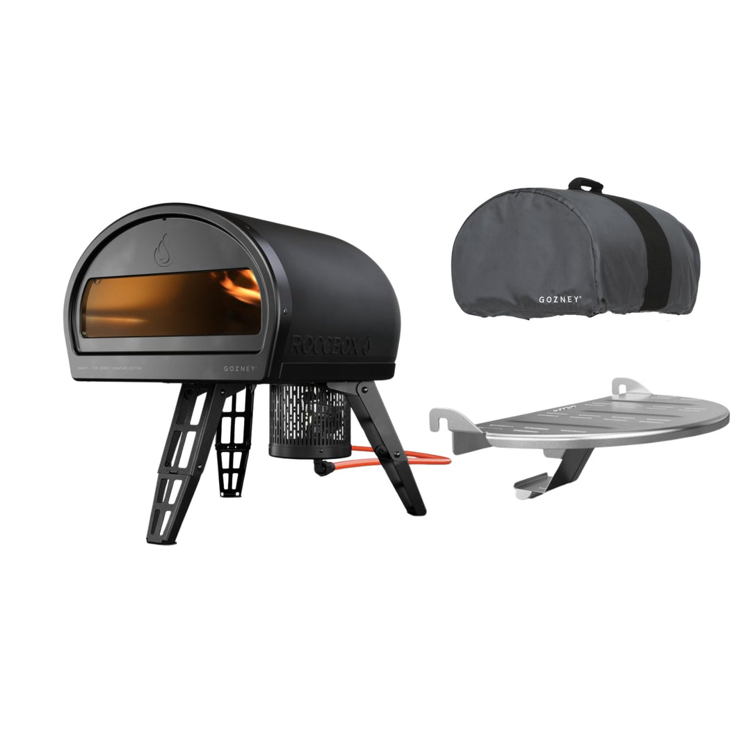 Gozney Roccbox Pizzaofen mit Abdeckhaube und Frontablage (Matt Schwarz), Matt Schwarz