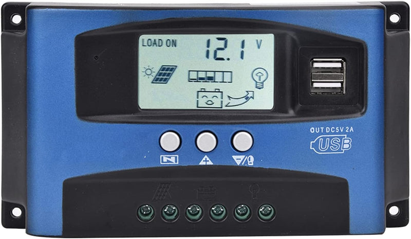 Alomejor 12V/24V MTTP Solarladeregler 30-100A MPPT Solarpanel-Regler Autofokus-Tracking LCD-Display