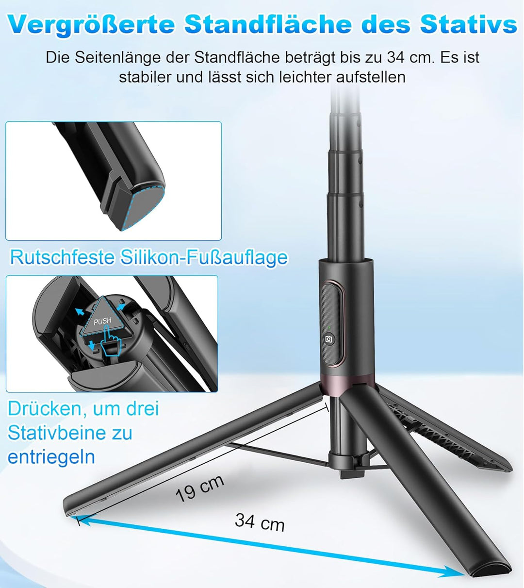 TONEOF 170CM Selfie Stick Stativ, Ausziehbar All-in-1 Stativ Handy Foto-&Videokits aus Aluminium mit