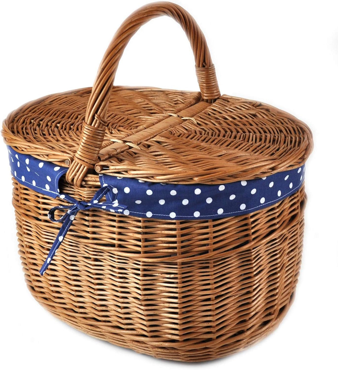 Korb Picknickkorb Tragekorb Einkaufskorb mit 2 Deckeln Weidenkorb Weide geflochten braun K12-027-SBW
