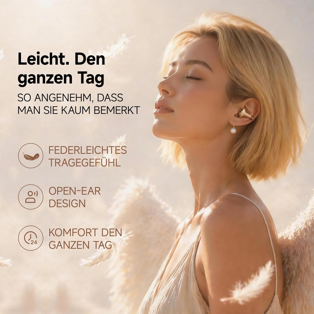 BUTTONS Clip Open-Ear Kopfhörer mit 12-mm Titan-Treiber, klarer Anrufqualität, ultraleichtem druckfr