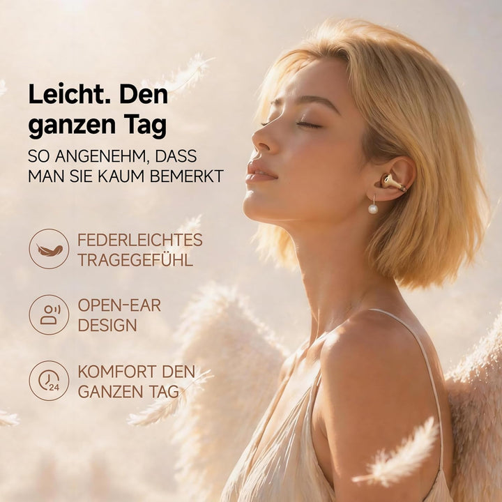 BUTTONS Clip Open-Ear Kopfhörer mit 12-mm Titan-Treiber, klarer Anrufqualität, ultraleichtem druckfr