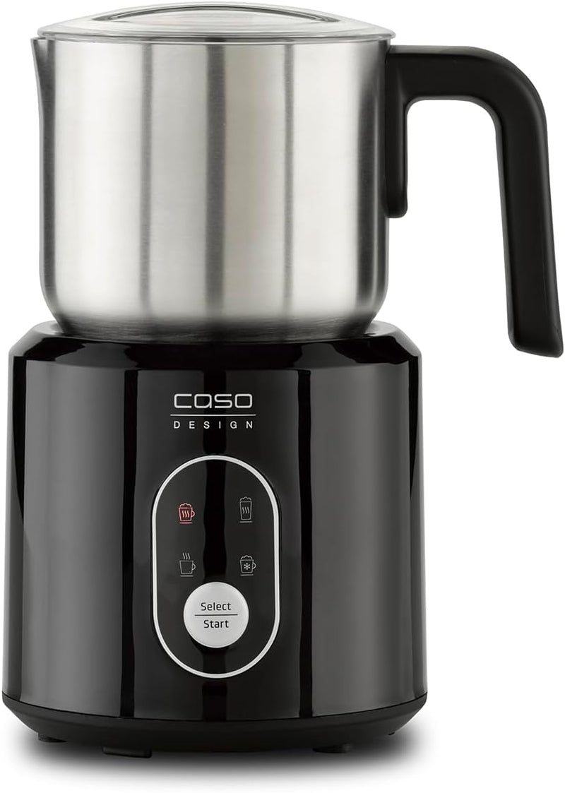 CASO Crema & Choco Black, Milchaufschäumer für Kuhmilch und Pflanzenmilch, Kalter Milchschaum, Heiss