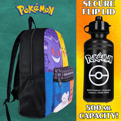 Pokemon Rucksack Kinder 4er Set Schulranzen Lunchbox Federmäppchen Wasserflasche 500ml Kinderrucksac