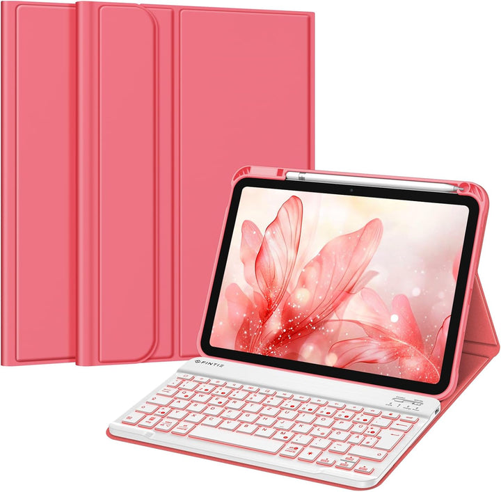 Fintie Tastatur Hülle für iPad 10. Generation 2022 (10.9 Zoll), Keyboard Case mit 7-farbig Beleuchte