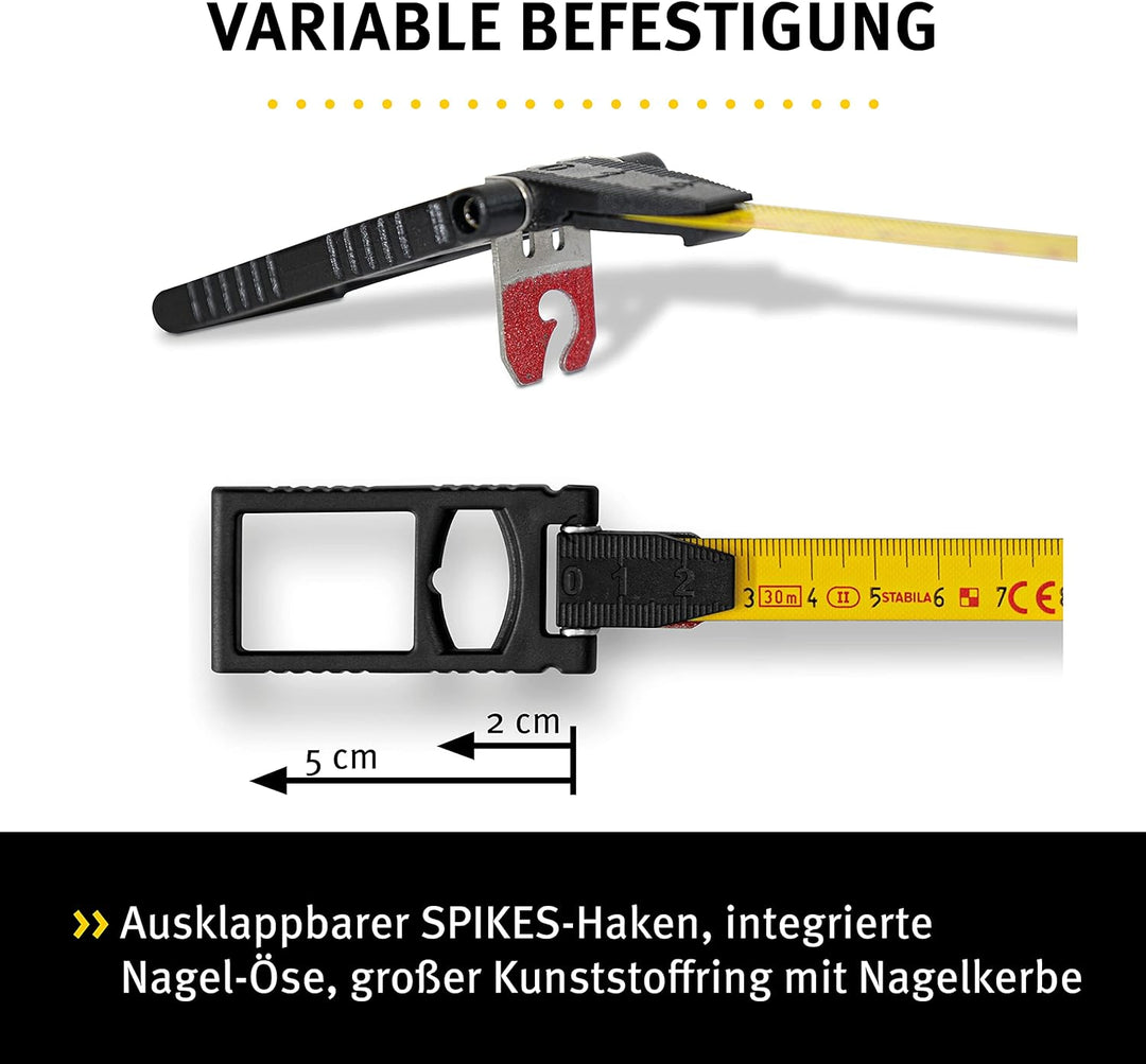 STABILA Kapselbandmass LBM 2000 STEEL, 20 m, Stahl-Messband mit metrischer Skala und NYLON-WRAP-Umma