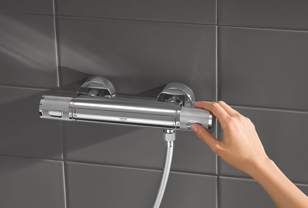 GROHE Precision Feel - Thermostat- Brausearmatur (wassersparend, mit Rändelstruktur, Verbrühschutz,