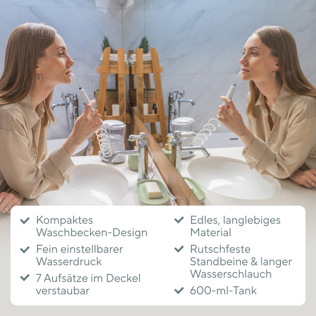 B.Well Swiss PRO-922 Stationäre Munddusche, Standgerät mit 10 Bedienmodi, 7 Düsen mit 360°-Rotation,
