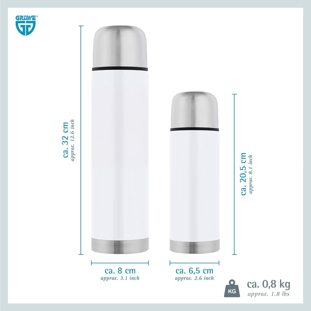 GRÄWE Thermoflaschen Set, 2-teilig, Edelstahl Trinkflasche, Outdoor Thermoskanne, Isolierflasche für