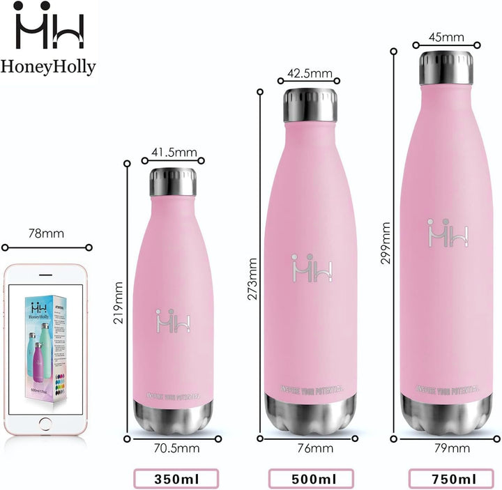 HoneyHolly Trinkflasche Edelstahl - 750ml - Thermosflasche, BPA-Frei, Trinkflasche Sport - Auslaufsi