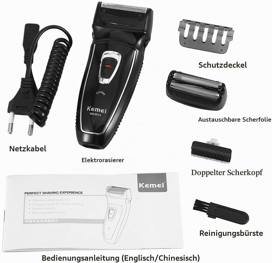 Elektro Herrenrasierer Wiederaufladbar mit Ladeanzeige und Precision Cut Technologie | Barttrimmer f