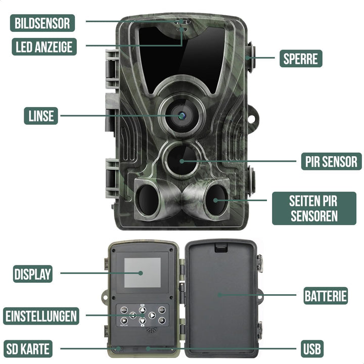 Strex Wildkamera mit Nachtsicht und WLAN - 120 MP 4K Ultra HD - Wasserdicht - Inkl. 32 GB SD