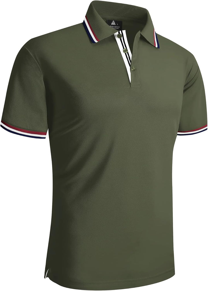 geeksport Poloshirts Herren Kurzarm Tennis Slim Fit Golf Polo Shirt Männer Sport Schnelltrocknend At