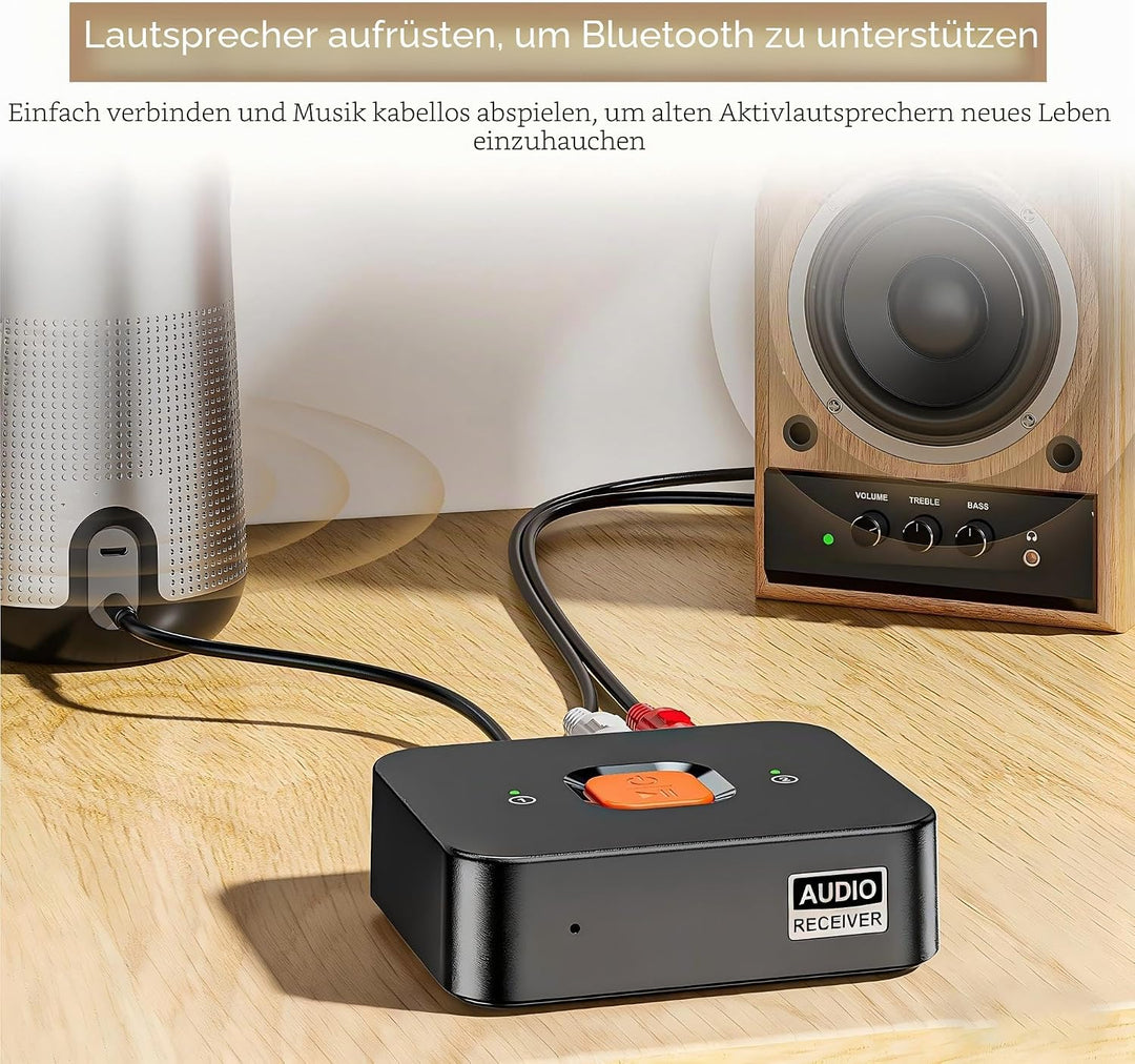 Bluetooth 6.0 Audio Empfänger mit AUX/RCA 3.5mm | Bluetooth Audio Adapter, Duale Verbindung für 2 Ge