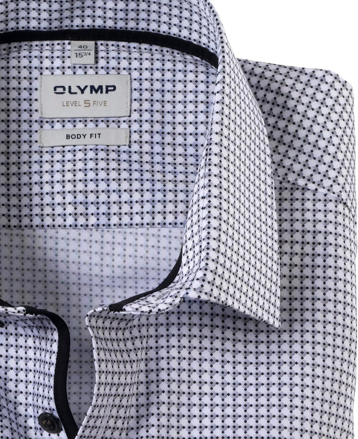 OLYMP Herren Businesshemd Langarm Level Five,Body fit,New York Kent-2 38 Schwarz 68, 38 Schwarz 68
