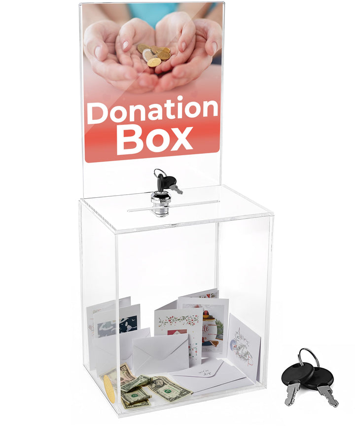 My Charity Boxes - Grosse Spendenbox - Wahlurne - Vorschlagsbox - Acrylbox - Tipbox - mit grosser Au