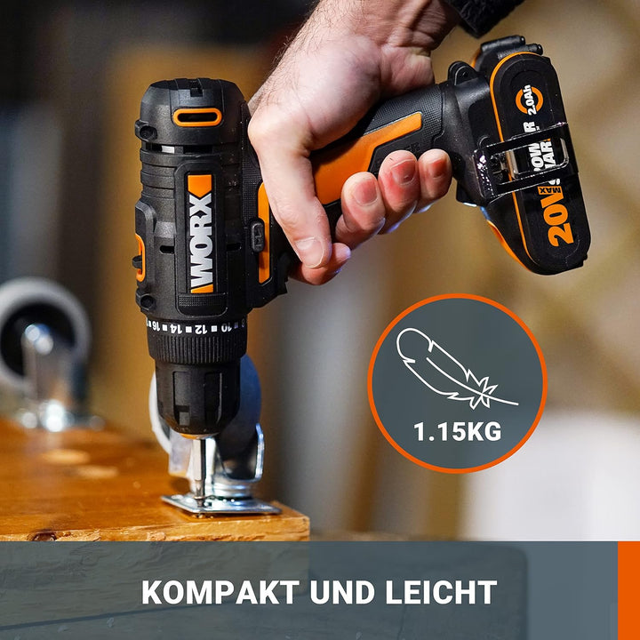 WORX WX100 Akku Bohrschrauber 20V – leistungsstarker Akkuschrauber zum Bohren und Schrauben – 20+1 D