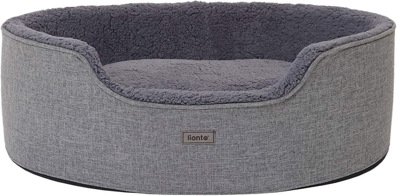 lionto Hundebett mit Wendekissen waschbar Katzenbett Haustierbett Hundekorb Plüsch, (S) 73x60 cm gra