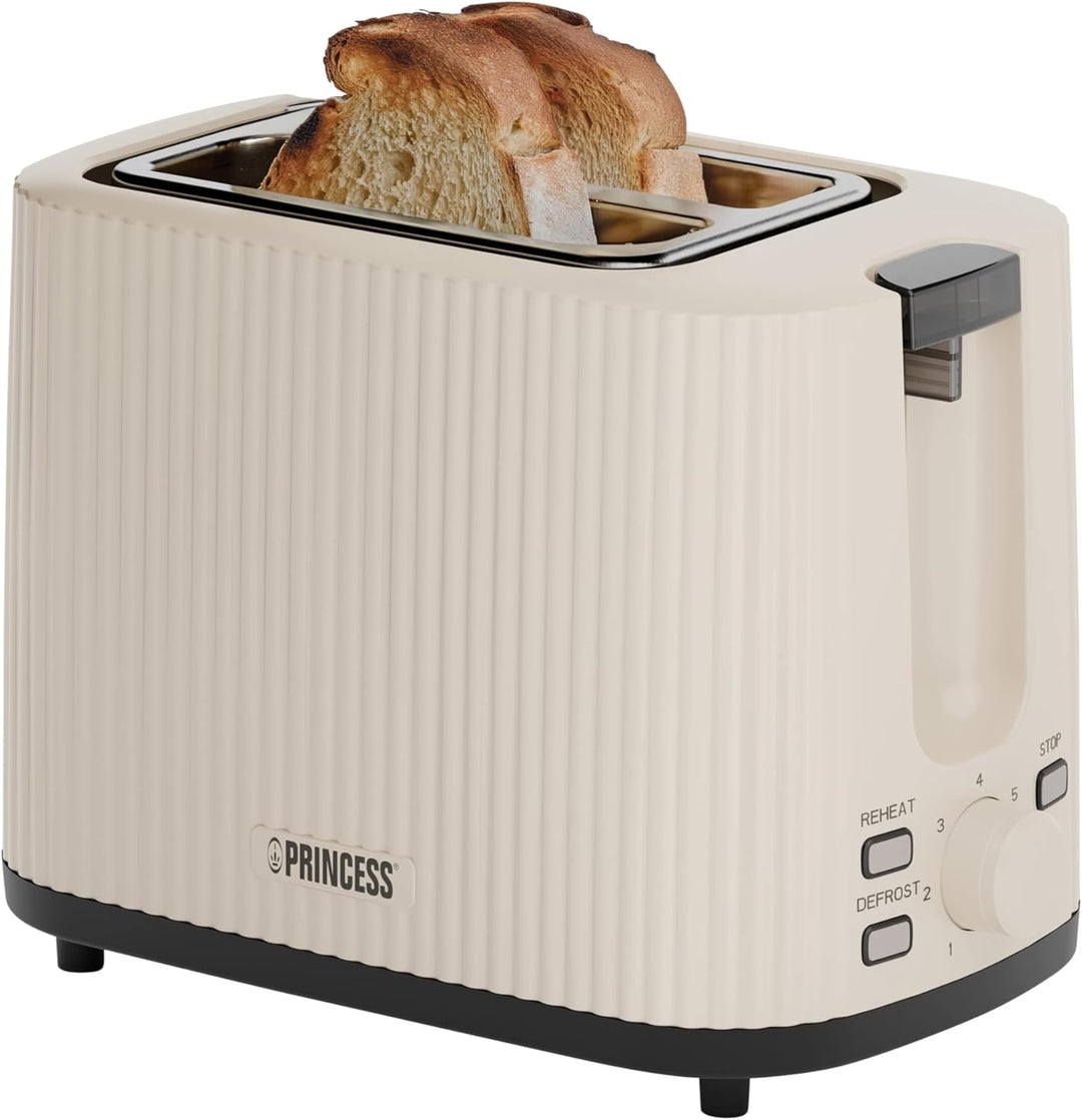Princess Toaster Wave, 2-Scheiben-Toaster, 7 Bräunungsstufen, herausnehmbare Krümelschublade, Auto-Z