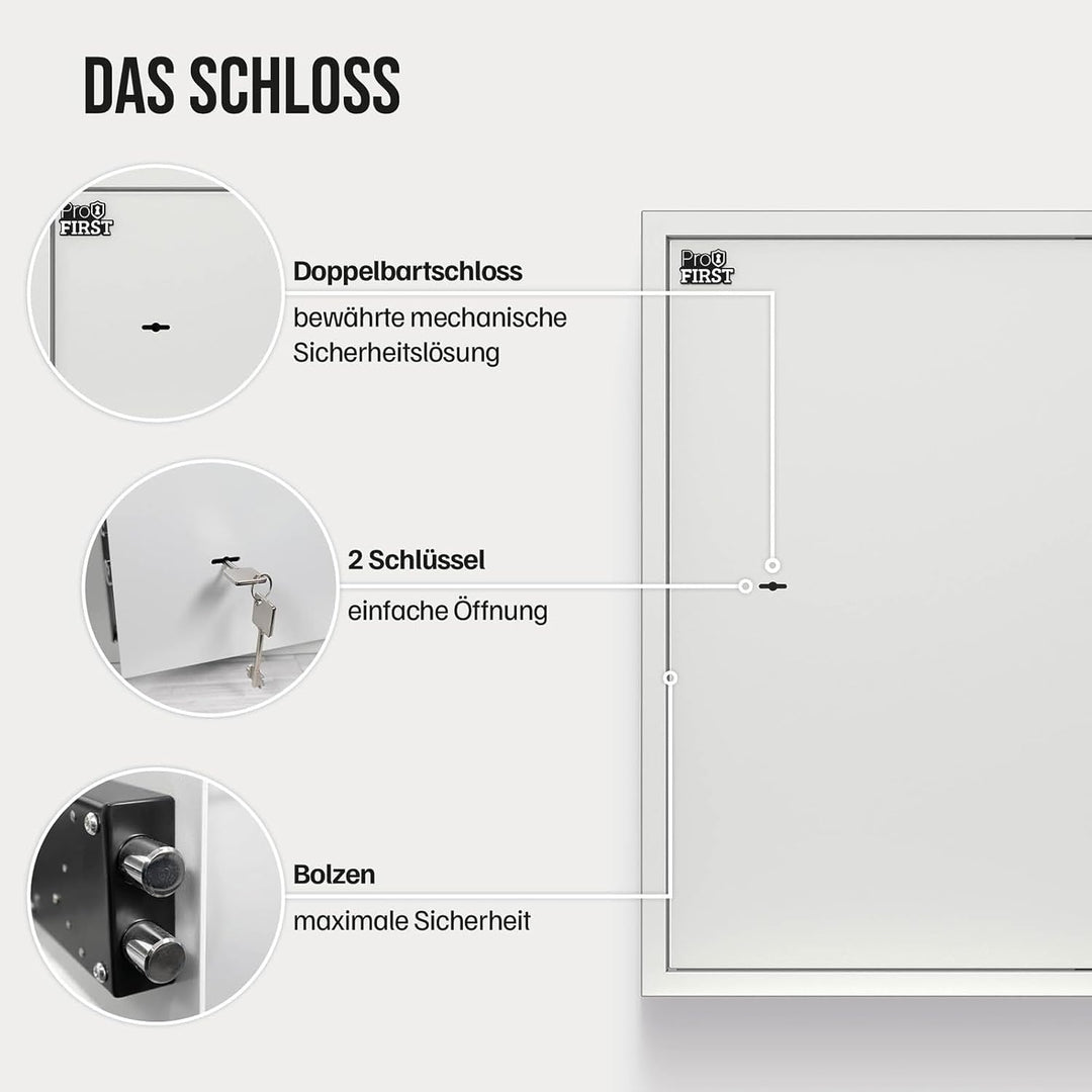 Profirst Möbeltresor Guardian 5 Stahl Doppelbartschloss 2 Schlüssel 2 verstellbare Fachböden Filzunt