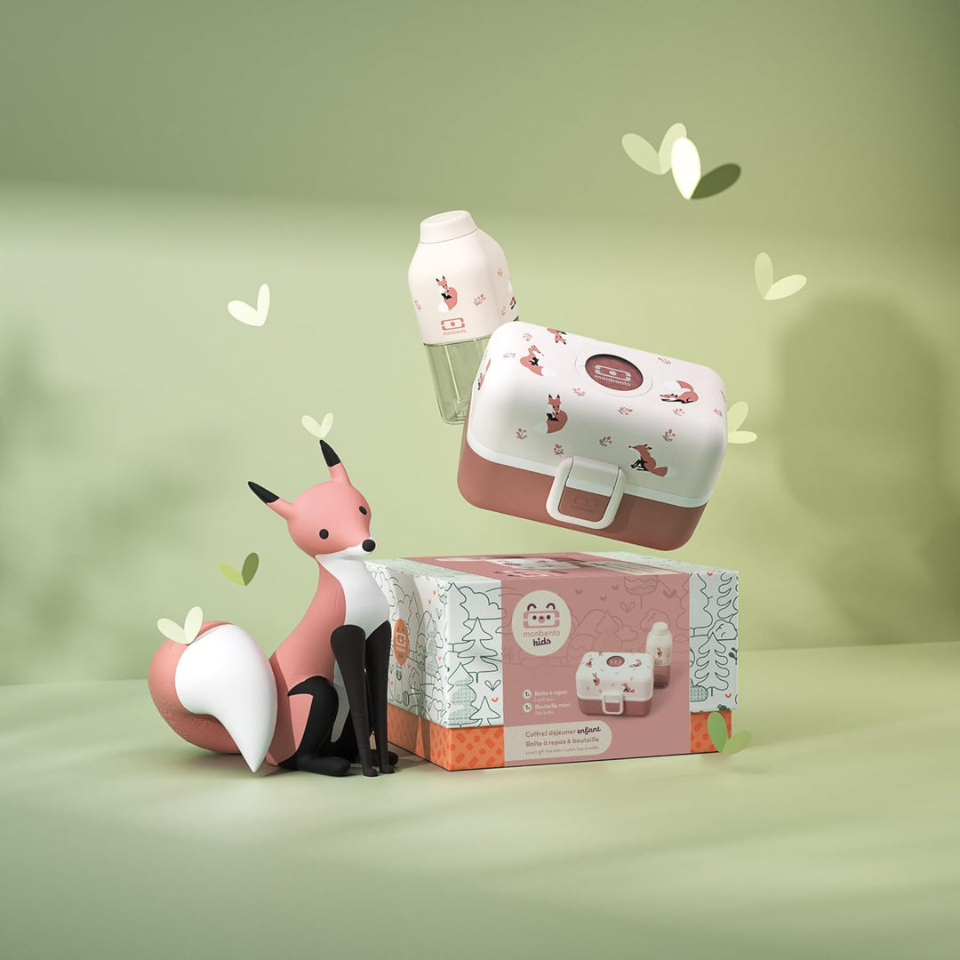 monbento - Geschenkbox Kinder Mittagessen - Mit Brotdose MB Tresor Fox, Trinkflasche MB Positive S -