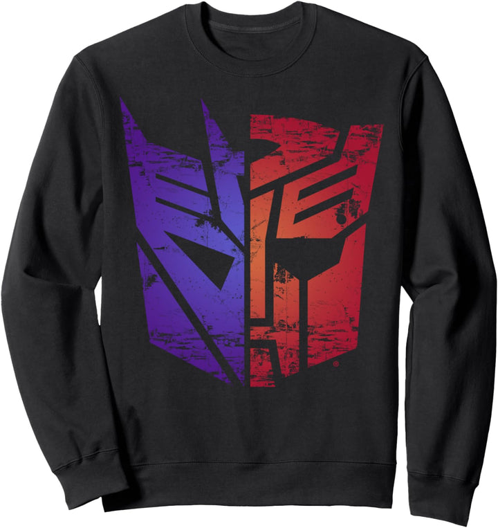 Transformers Decepticon Autobot Distressed Split Logo Sweatshirt