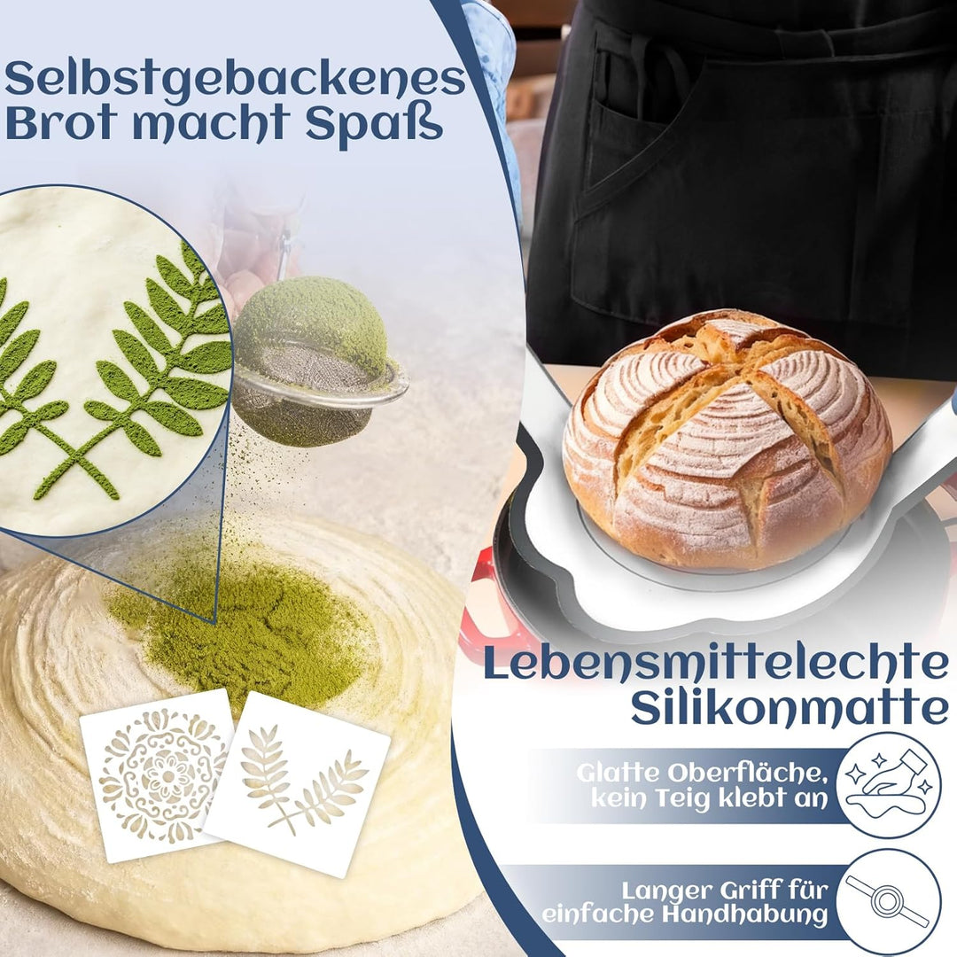 Gärkörbchen Für Sauerteig Starter Set, Gärkorb (23cm rund),100% natürlichem Rattan, inkl. Leineneins