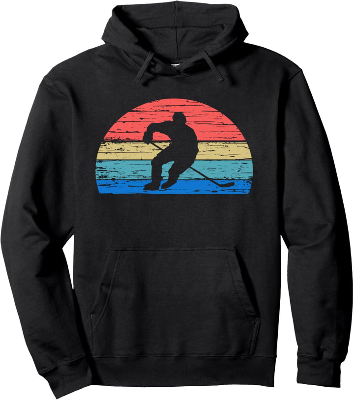 ICE HOCKEY SPIELER LÜFTER RETRO SUNSET VINTAGE STYLE STICK Pullover Hoodie