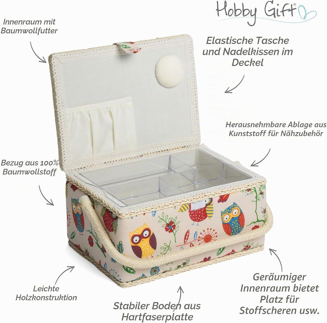 Hobby Gift Exclusive Mittelgrosse Nähbox, Bastel-Aufbewahrungsbox, Zubehörablage, Nadelkissen, PVC-G