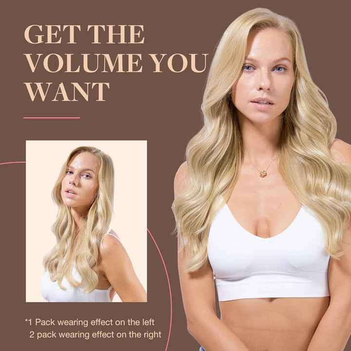 GOO GOO Clip in Extensions Echthaar, Echthaar Extensions Clip, 35cm 120g 7pcs, Extensions Echthaar,