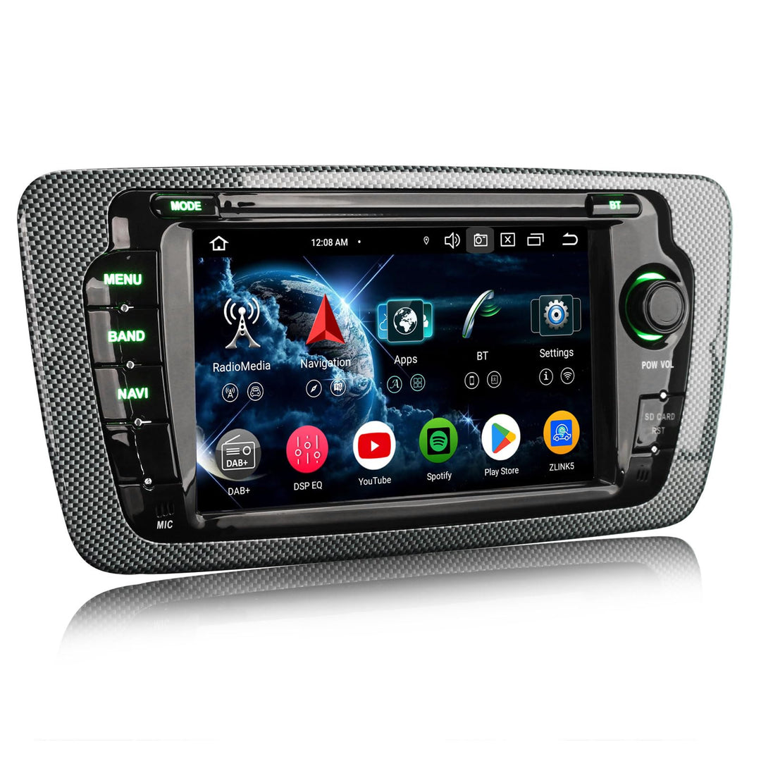 Erisin 7 Zoll Android 14 Autoradio 2Din mit GPS Navi für SEAT Ibiza Unterstützt Bluetooth Freisprech