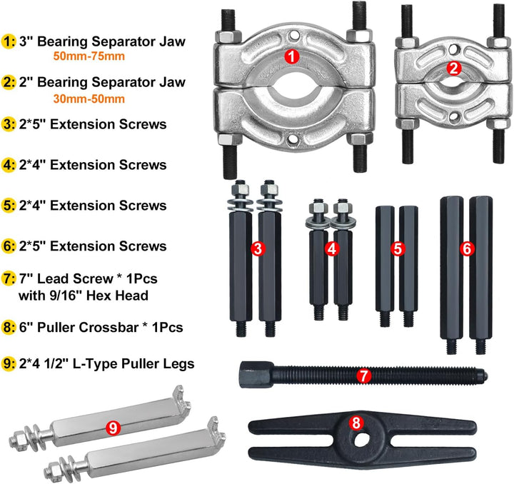 Lagerabzieher-Werkzeugsatz 14 Stück Lagerabzieher Set Trennmesser fur Kugellager Lager Abzieher Polr