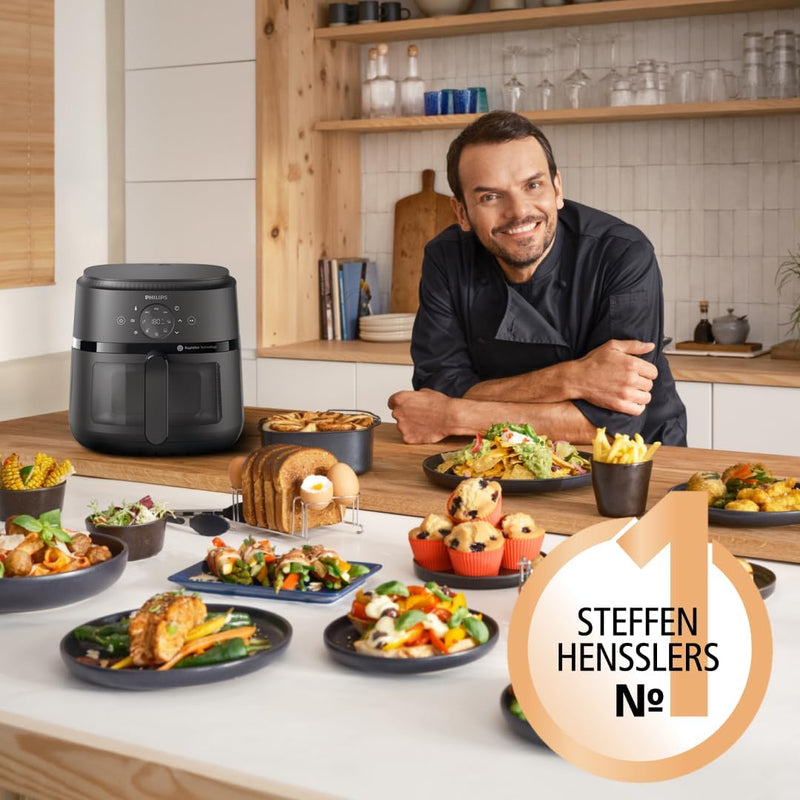 Philips Airfryer 2000-Serie 6,2L - Sichtfenster, Digitaler Touchscreen, 13 Kochoptionen, Bis zu 90%