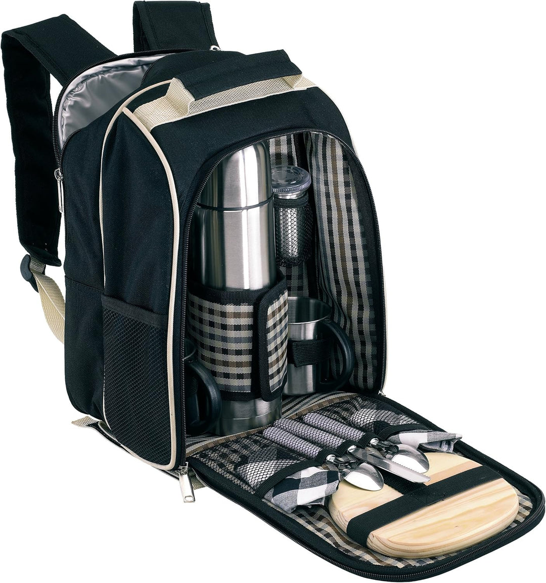 Unbekannt Picknick Rucksack 2 Person Picknicktasche mit Kühlfach Kühlrucksack mit Zubehör Kühltasche