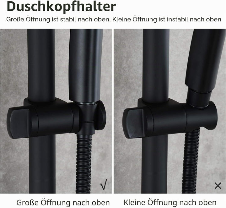 Tecmolog Duschkopfhalterung 25mm Edelstahl Brausehalterung Verstellbar für Duschstange Schwarz, ST35