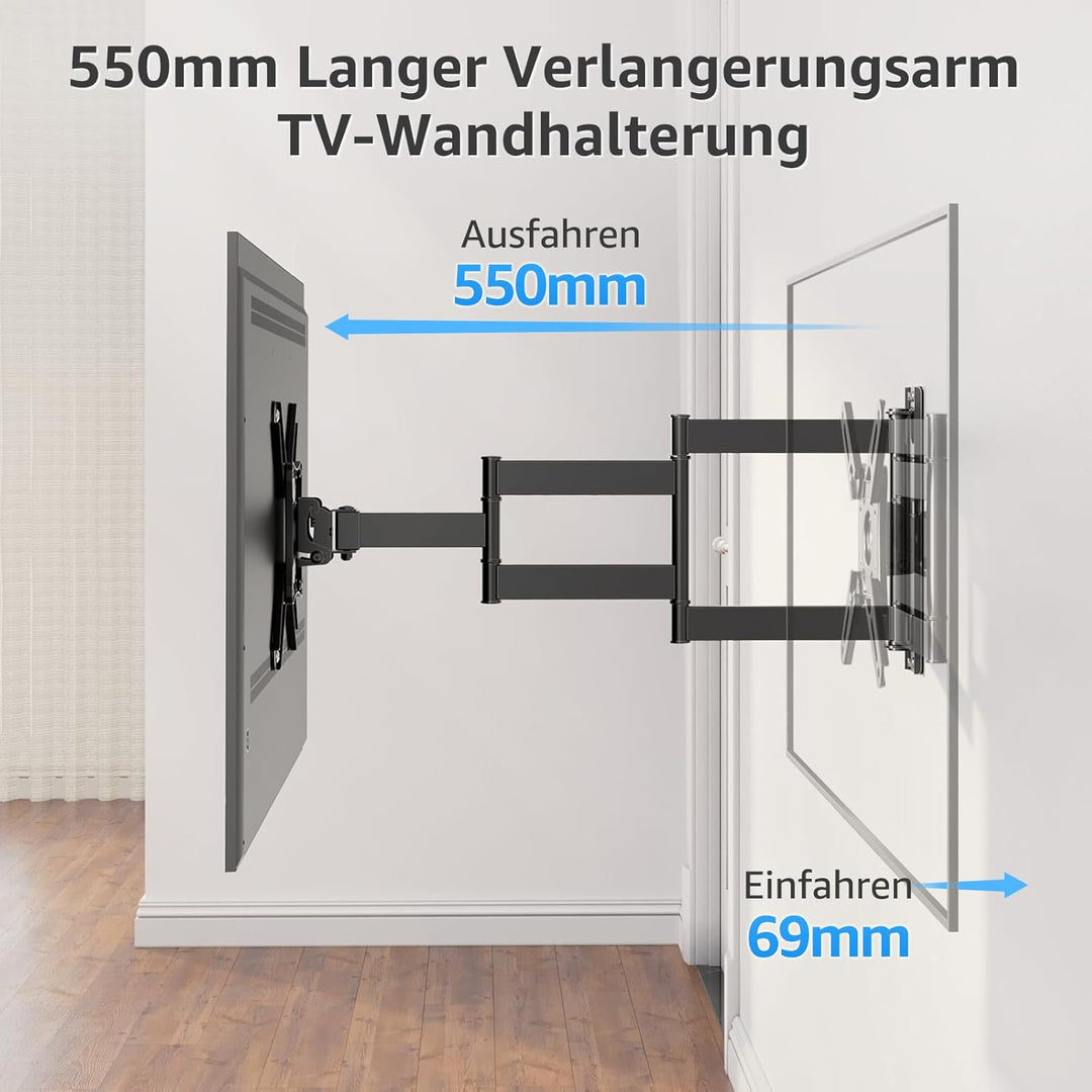 MOUNTUP 550mm Langarm TV Wandhalterung für 14-42 Zoll LED, LCD, OLED Fernseher oder Monitor, Schwenk