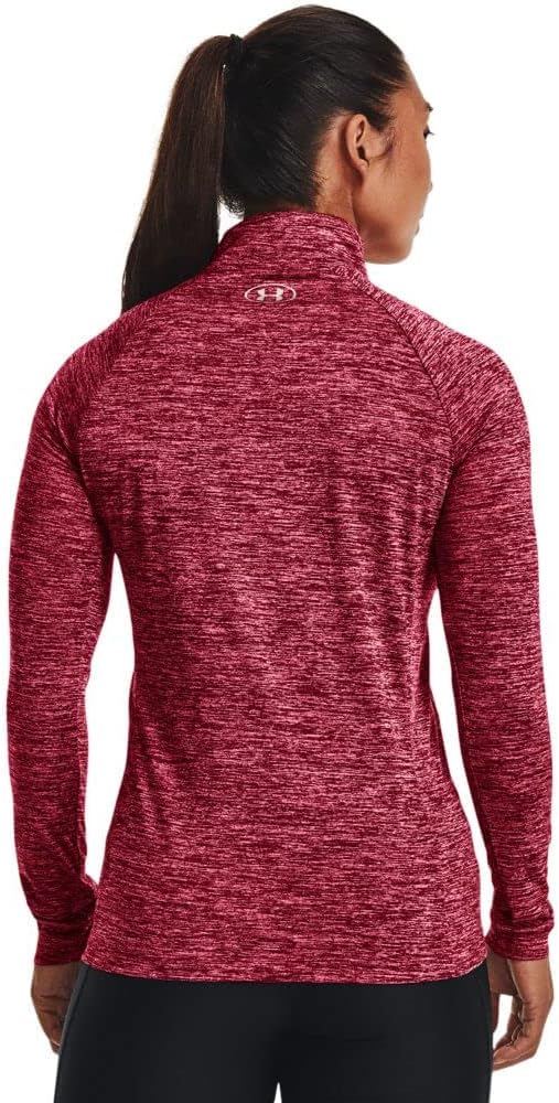 Under Armour Damen Fitness T-Shirt und Tank Tech 1/2 ZIP XS Black Rose (664)/Metallic Silver, XS Bla
