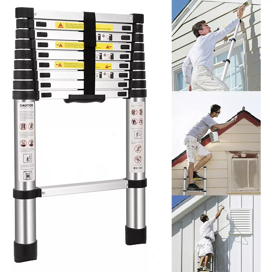Teleskopleiter ausziehbar 2,6m Höhe Anlege- Klappleiter 150kg Belastbarkeit, 8.5ft Teleskopische Ede