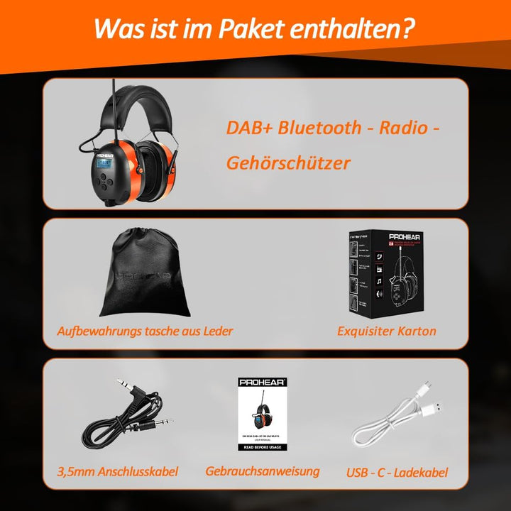 PROHEAR 033A (Upgraded) Gehörschutz mit Radio DAB +/Bluetooth/FM, Kopfhörer mit Radio mit Eingebaute