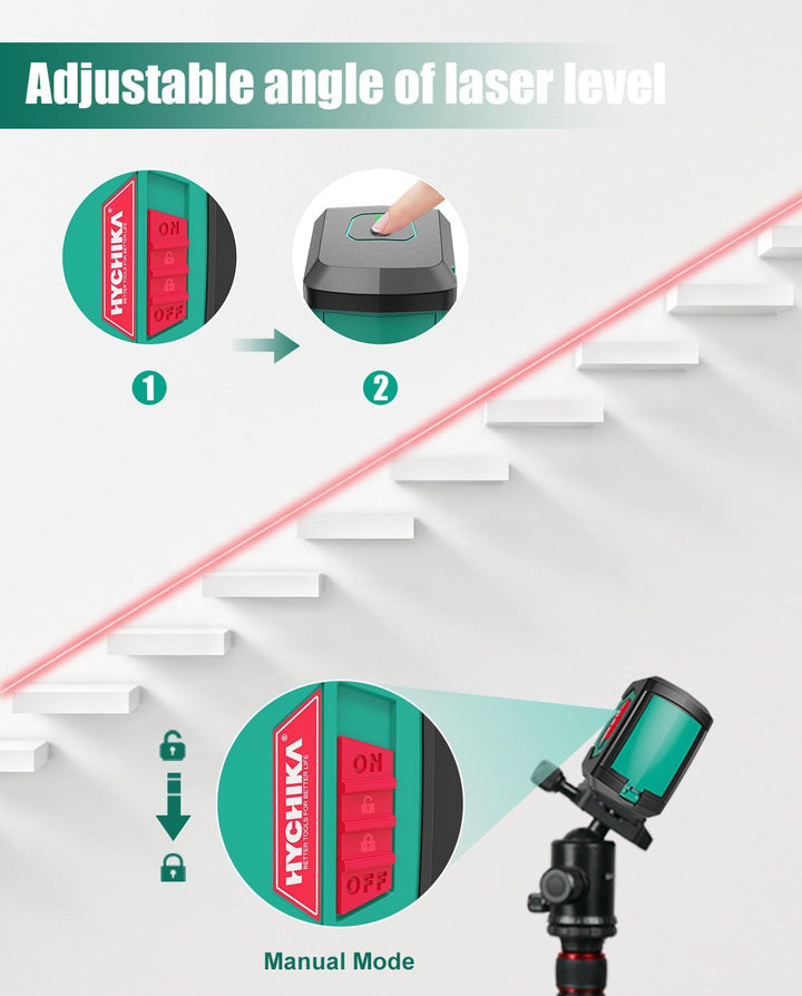 HYCHIKA Kreuzlinienlaser, Linienlaser Selbstnivellierend 15M mit Dualem Lasermodul 360°Umschaltbar H