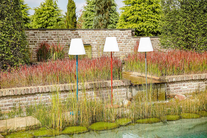greemotion LED-Akku-Stehlampe Outdoor, 3fach höhenverstellbar, rot, dimmbar