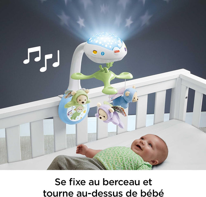 Fisher-Price 3-in-1-Traumbärchen-Mobile, Mobile für Babybett, Elektrisches Mobile mit Licht, Mobile