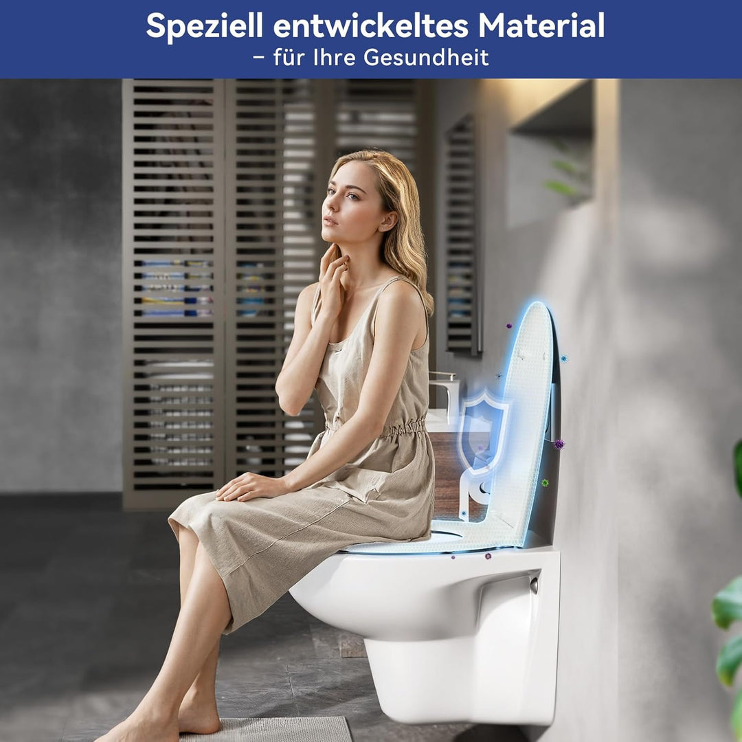 CECIPA Toilettendeckel mit Absenkautomatik, WC Sitz Oval, Klodeckel Absenkautomatik, Klobrille Weiss