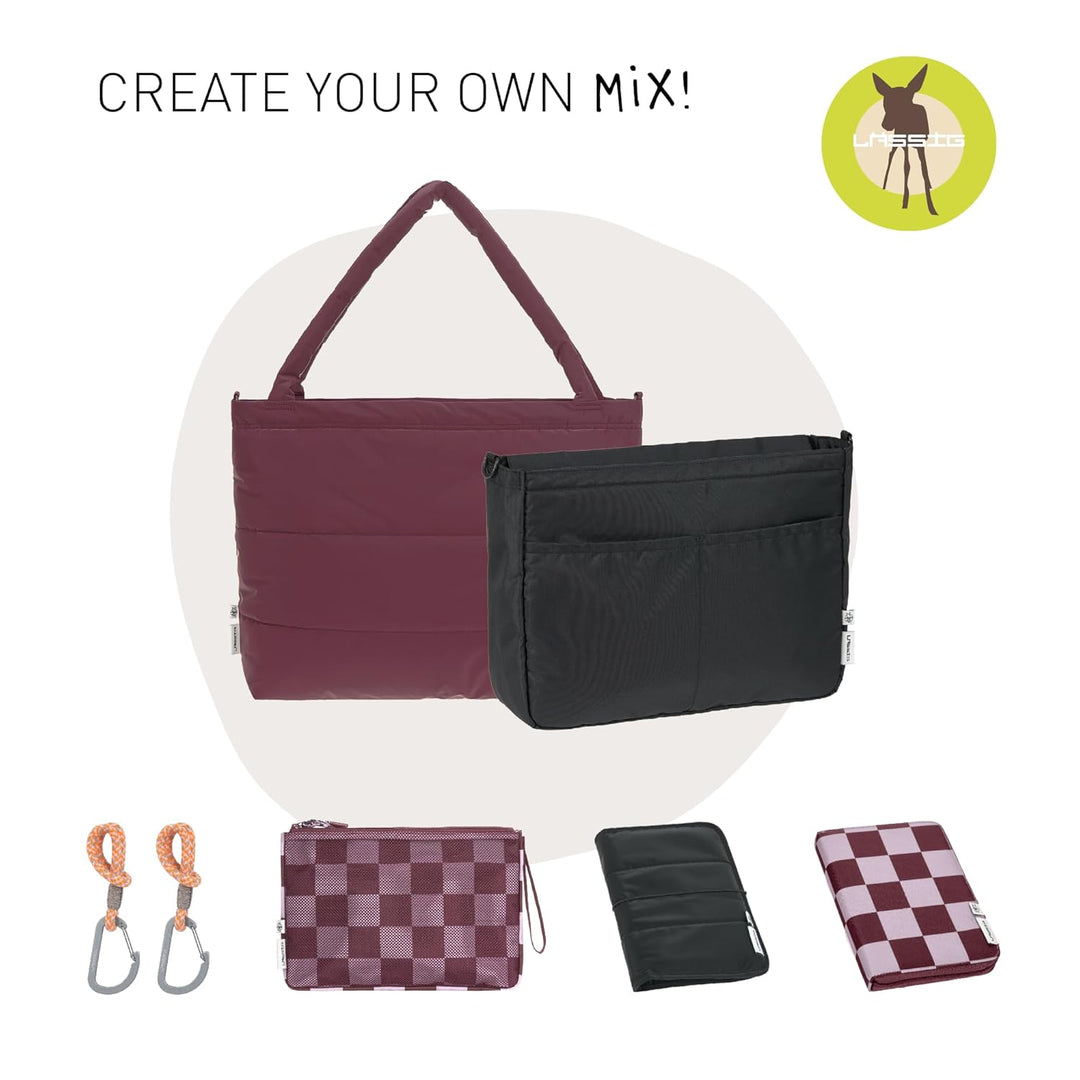 LÄSSIG Baby Wickeltasche Shopper mit Kinderwagenbefestigung/MIX Shopper deep red Dunkelrot, Dunkelro