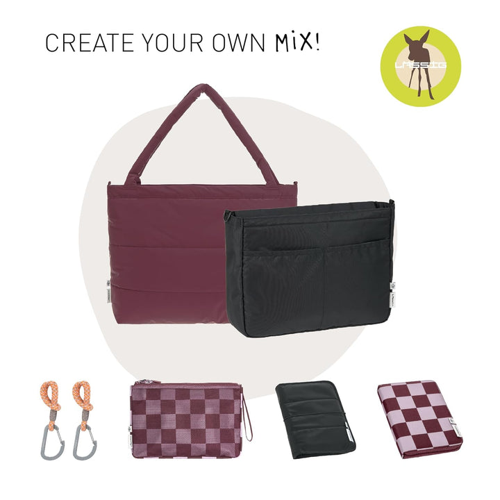 LÄSSIG Baby Wickeltasche Shopper mit Kinderwagenbefestigung/MIX Shopper deep red Dunkelrot, Dunkelro