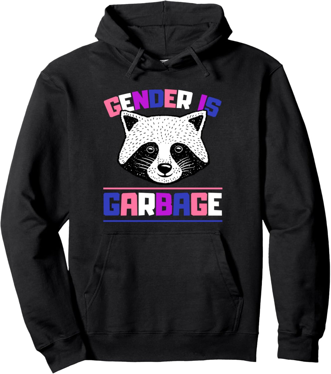 Gender Is Garbage Raccoon Funny Cute Racoon Genderfluid Pullover Hoodie