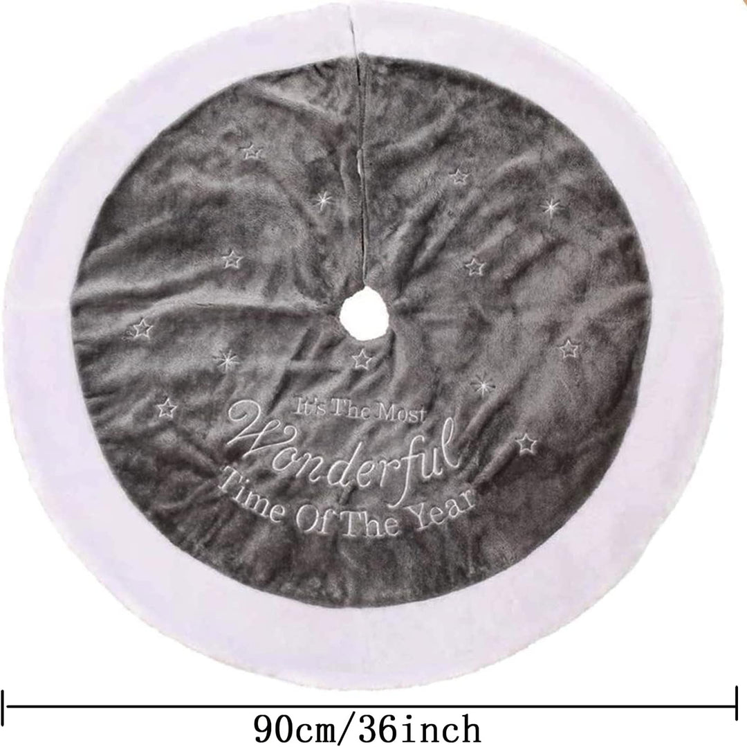 Ywlake Weihnachtsbaum-Rock Grosser Luxus-Kunstpelz-Weiss-Grau-Baum-Rock mit Schneeflocken-Doppelschi
