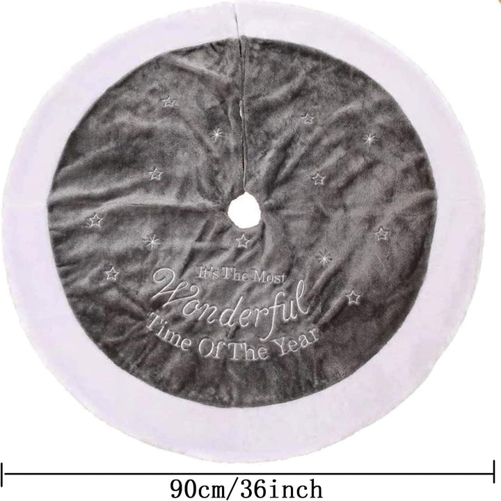 Ywlake Weihnachtsbaum-Rock Grosser Luxus-Kunstpelz-Weiss-Grau-Baum-Rock mit Schneeflocken-Doppelschi