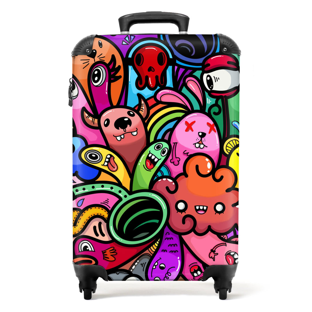 NoBoringSuitcases.com® Koffer Handgepäck Trolley Rollkoffer Kleine Reisekoffer mit 4 Rollen - Design